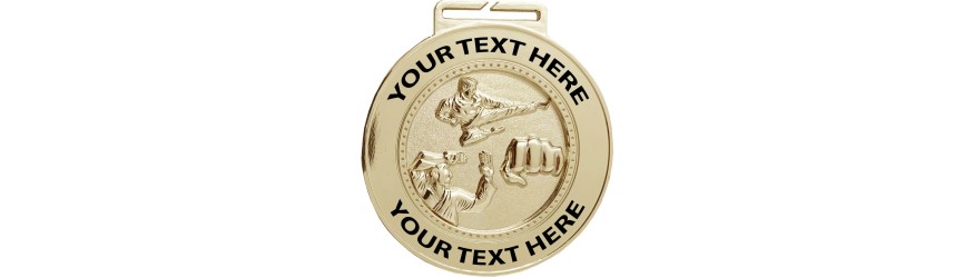 70MM MARTIAL ARTS CUSTOM BORDER MEDAL (6MM THICK) -GOLD/SILVER/BRONZE